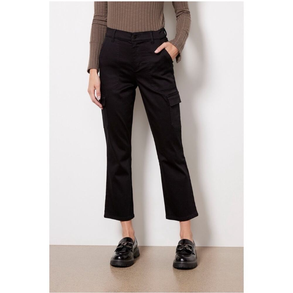 Evereve Pants Womens 26 Black Larissa Cargo Cropped Pockets High Rise Casual